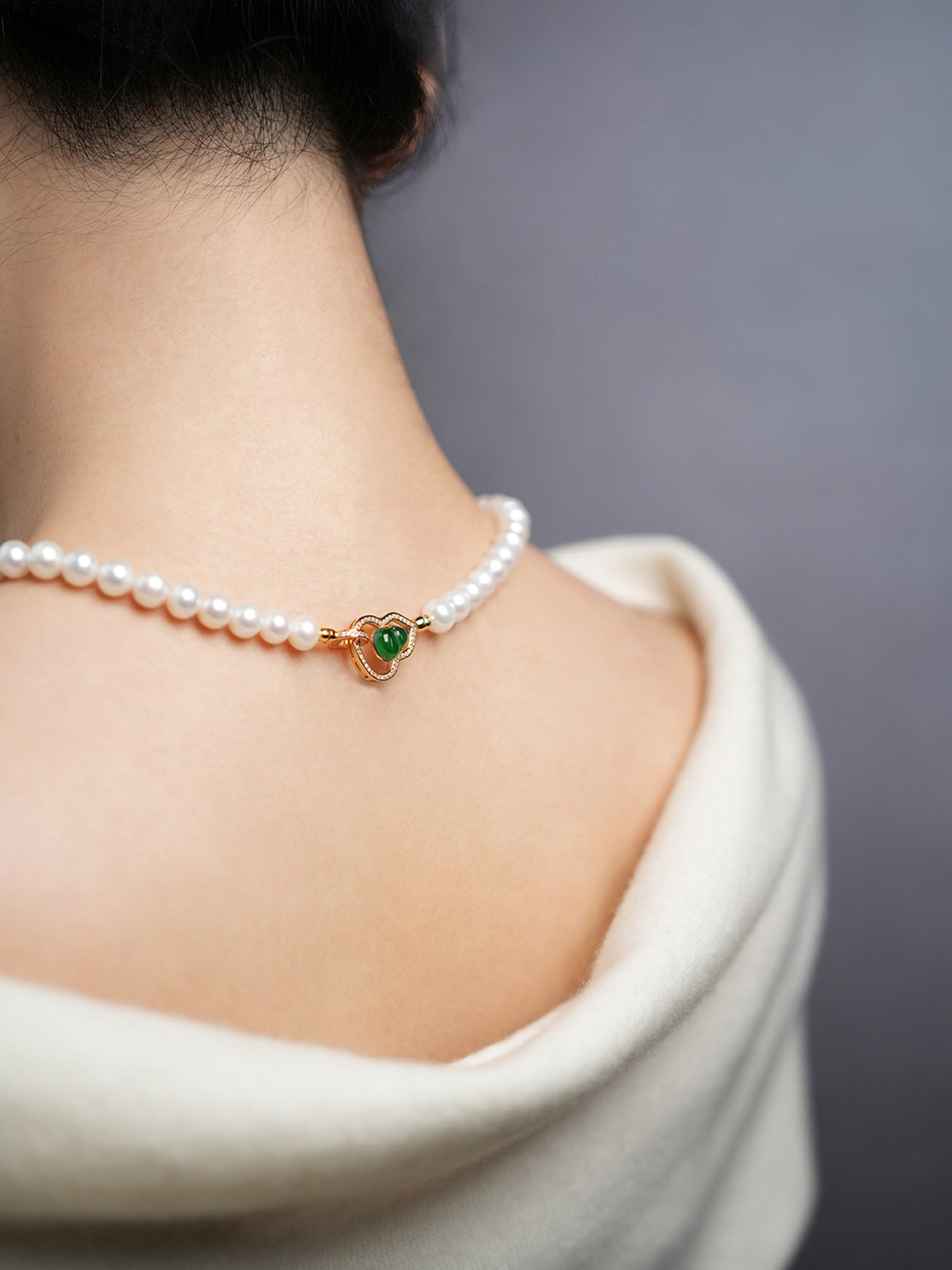 TALU / Guardian / Grace — Jade & Pearl Necklace