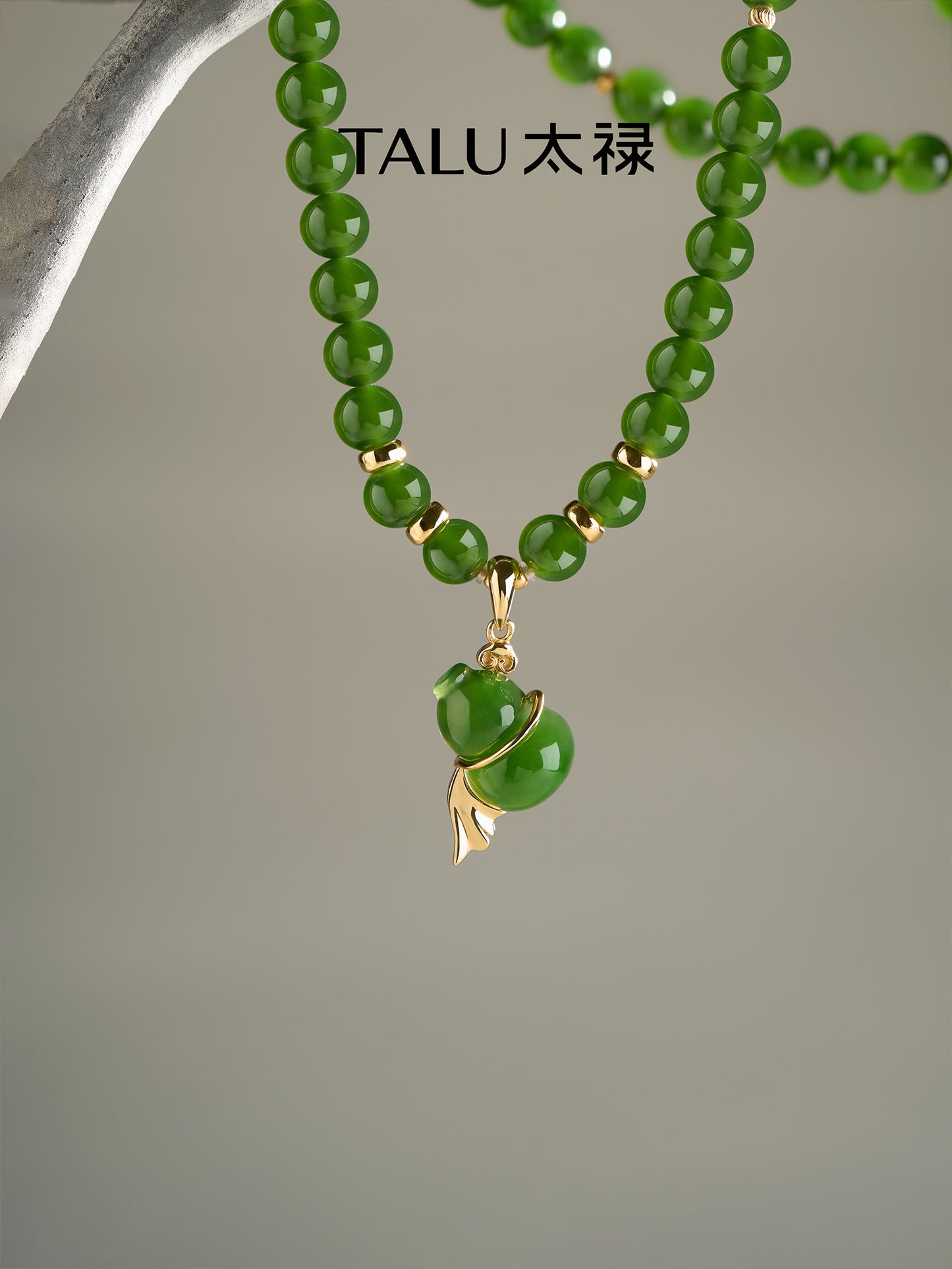 TALU / Fu Lu Ruyi / Longevity — Hetian Jasper Gourd Necklace