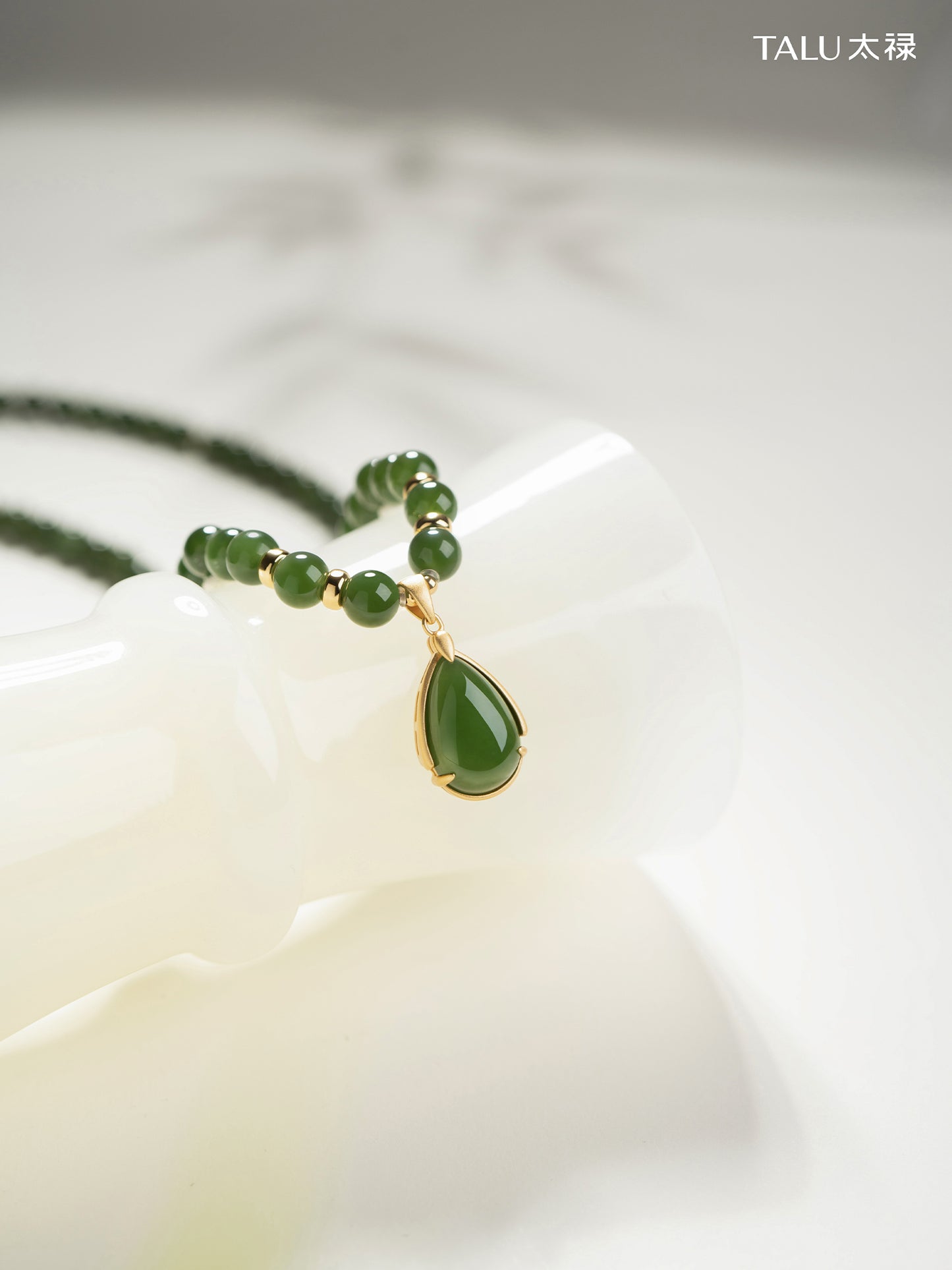 TALU / Ruoshui / Gratitude — Hetian Jasper Teardrop Necklace