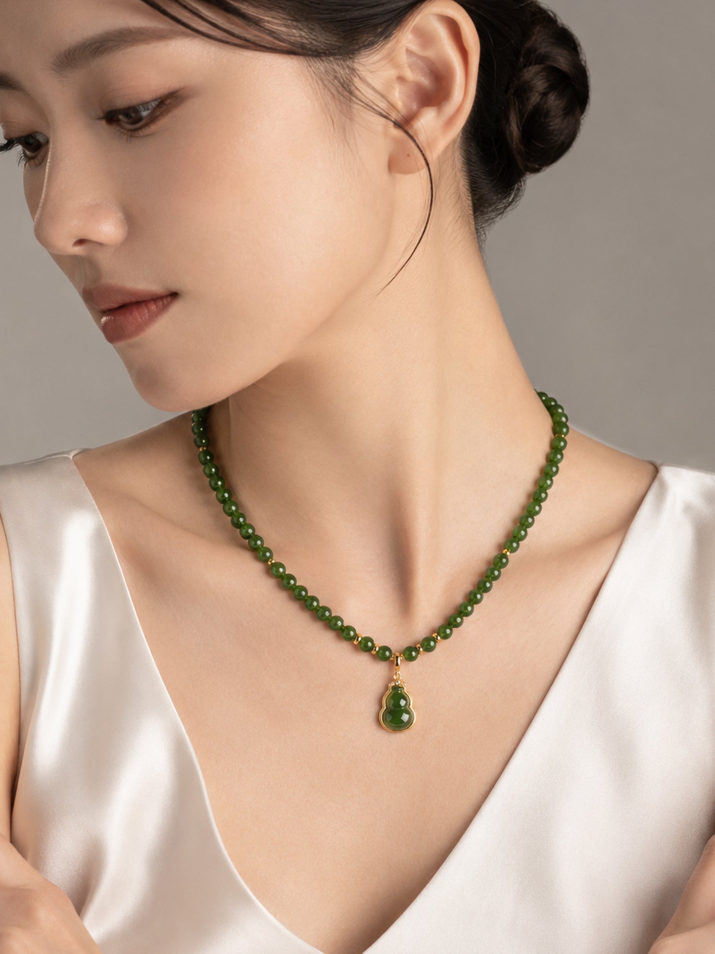 TALU / Full Blessing Gourd / Fortune — Hetian Jasper Necklace
