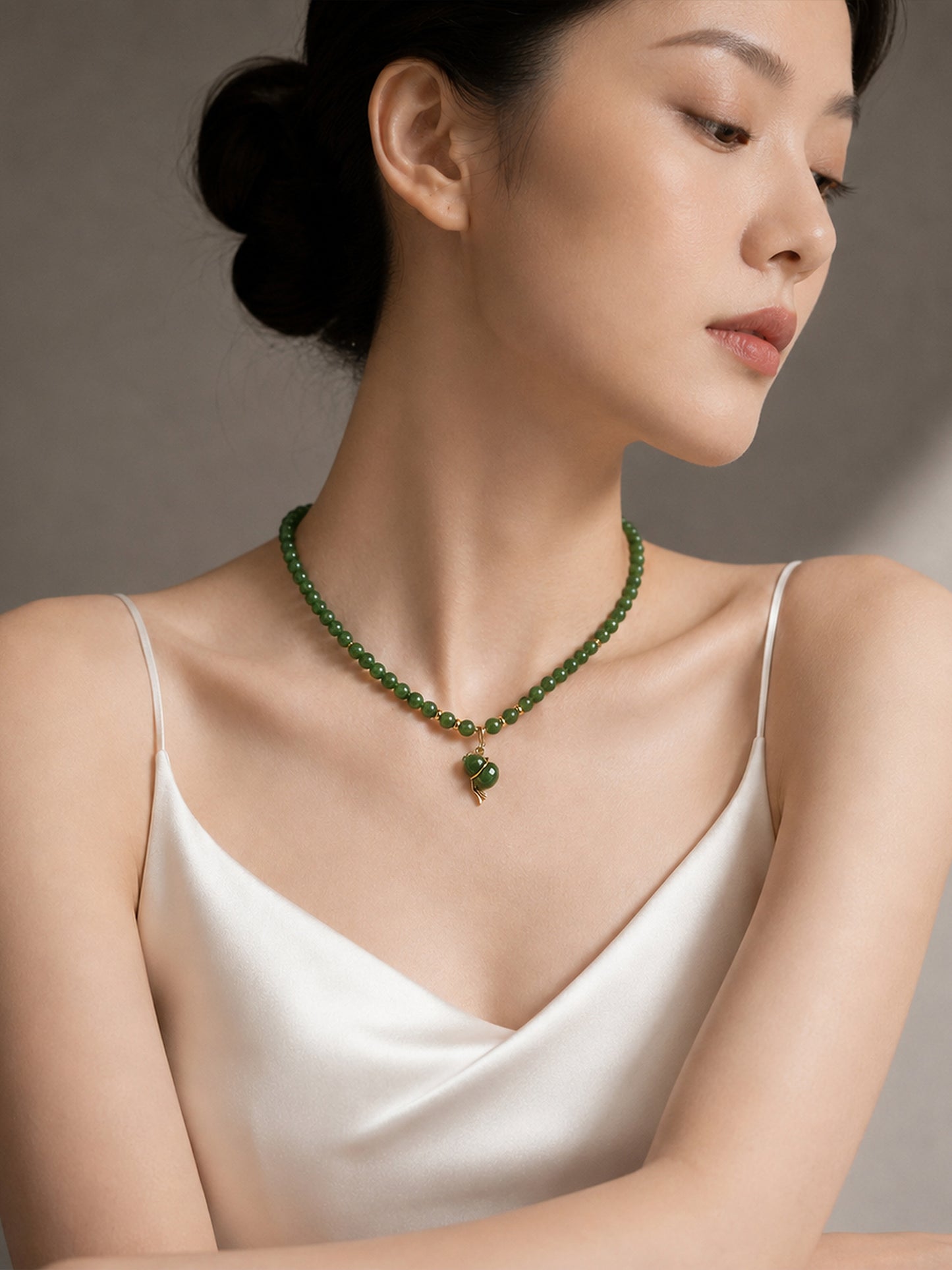 TALU / Fu Lu Ruyi / Longevity — Hetian Jasper Gourd Necklace
