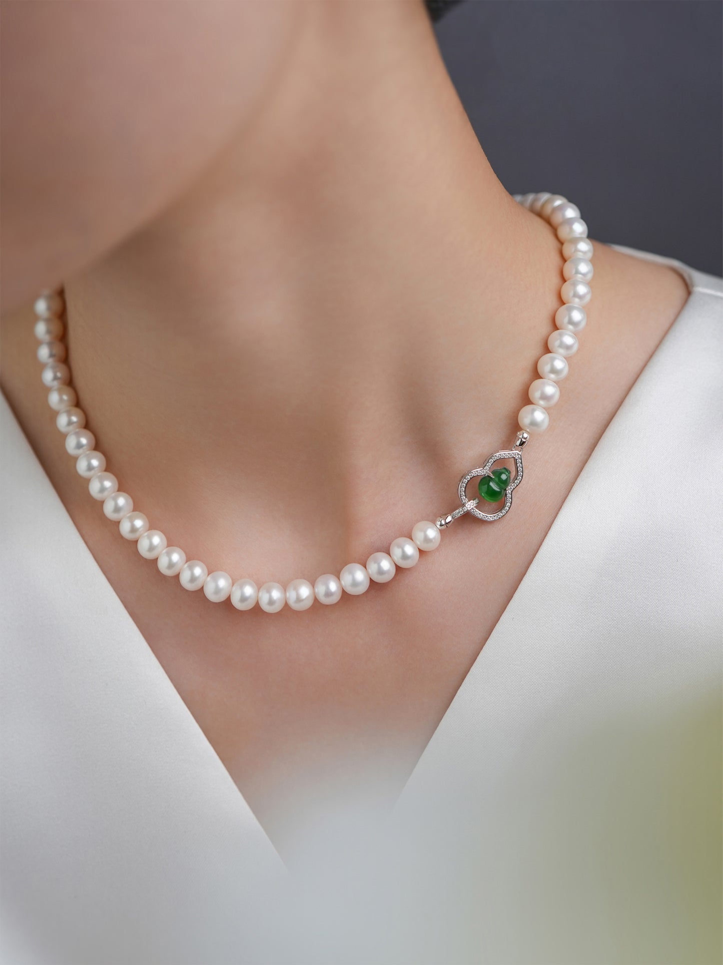 TALU / Guardian / Grace — Jade & Pearl Necklace