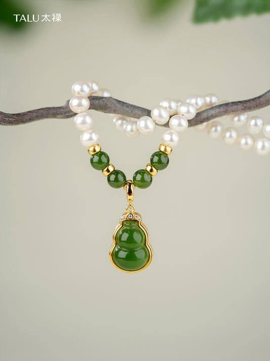 TALU / Pearl & Jade Blessing / Prosperity — Hetian Jade & Pearl Necklace