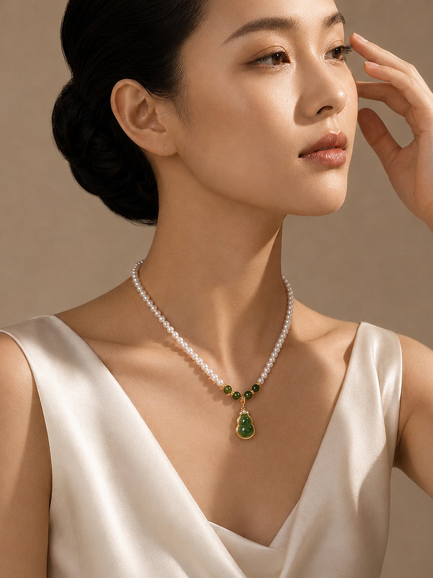 TALU / Pearl & Jade Blessing / Prosperity — Hetian Jade & Pearl Necklace