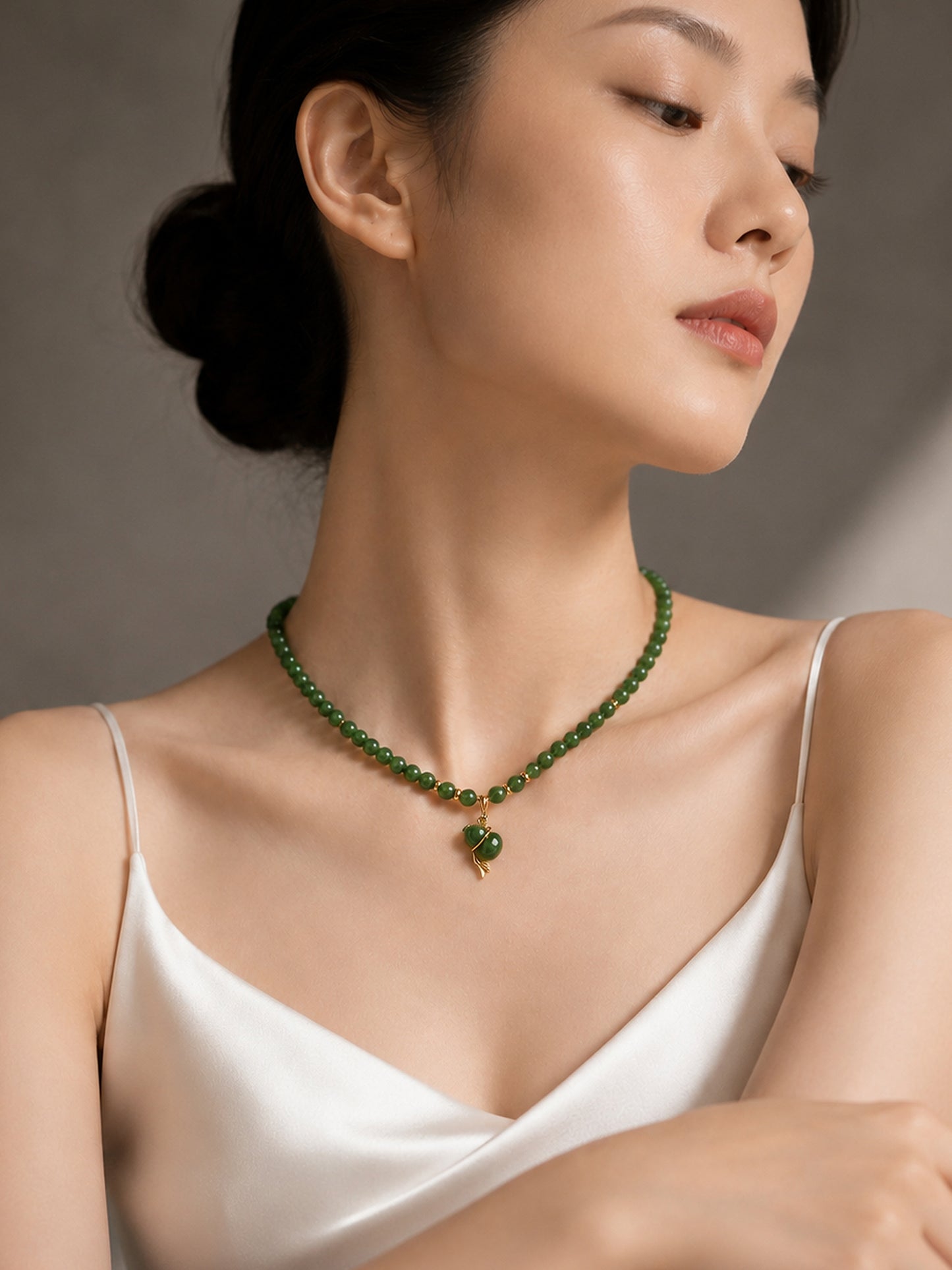 TALU / Fu Lu Ruyi / Longevity — Hetian Jasper Gourd Necklace