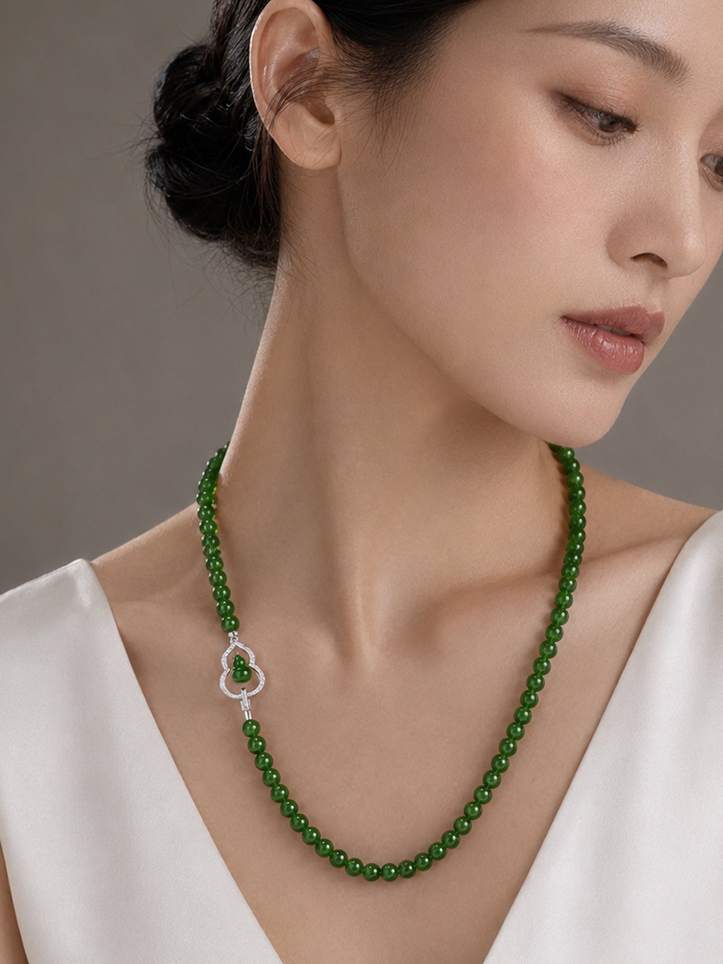 TALU / Fu Lu Gourd / Grace — Hetian Jade & Jadeite Necklace