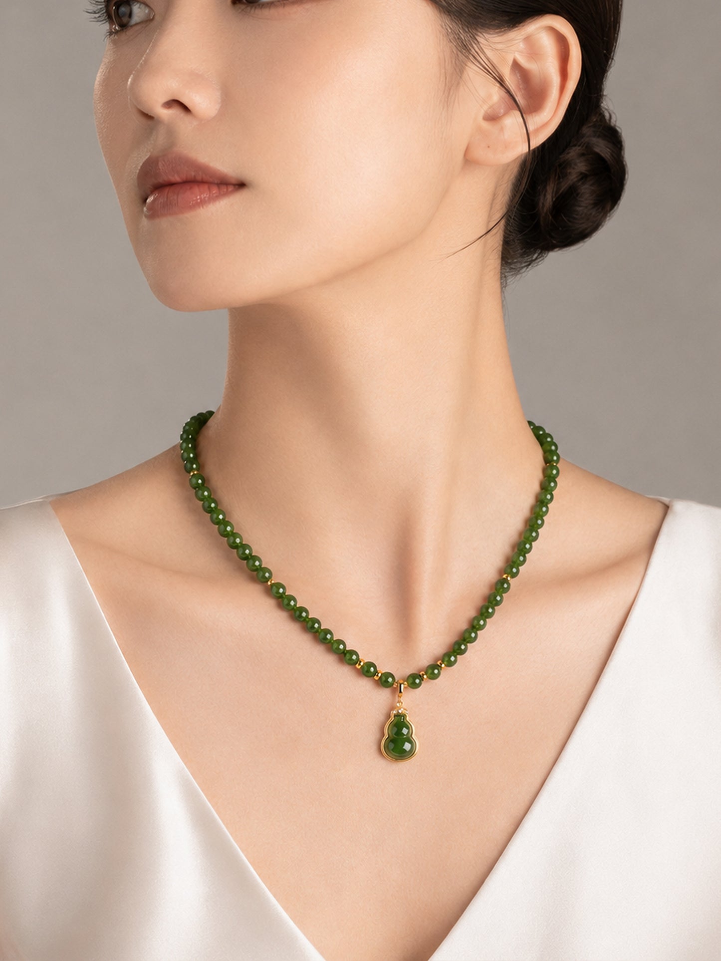 TALU / Full Blessing Gourd / Fortune — Hetian Jasper Necklace